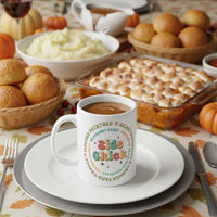 Thumbnail for Side Chick mug – white ceramic coffee cup with funny Thanksgiving design on both sides