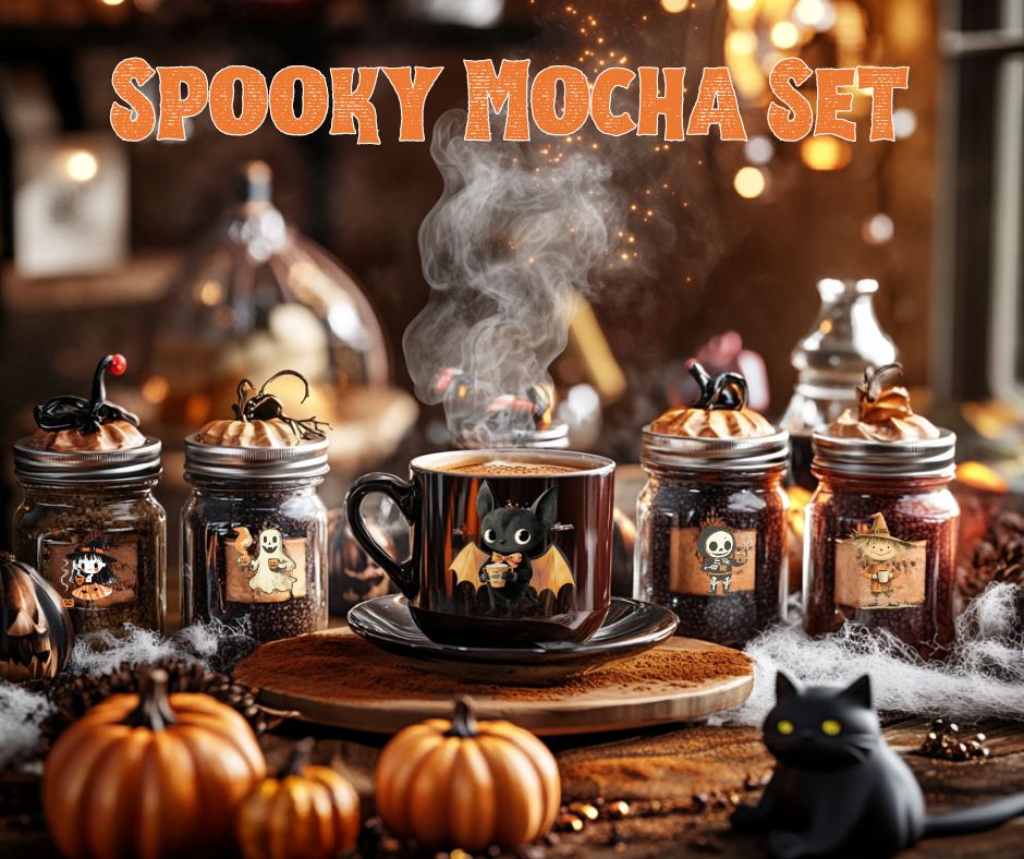 Enjoy Halloween magic with the 🎃 Spooky Mocha Set – Limited Edition Halloween Mocha Variety Pack (5 Single-Serve Packets), featuring cozy festive vibes for your seasonal coffee cravings. Perfect for spooky sips—get yours before it’s gone!.