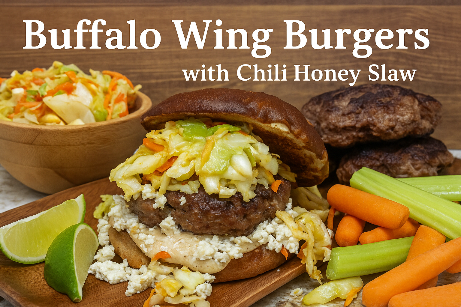 Buffalo Wing Burgers with Chili Honey Slaw – The Ultimate Spicy Burger Mash-Up