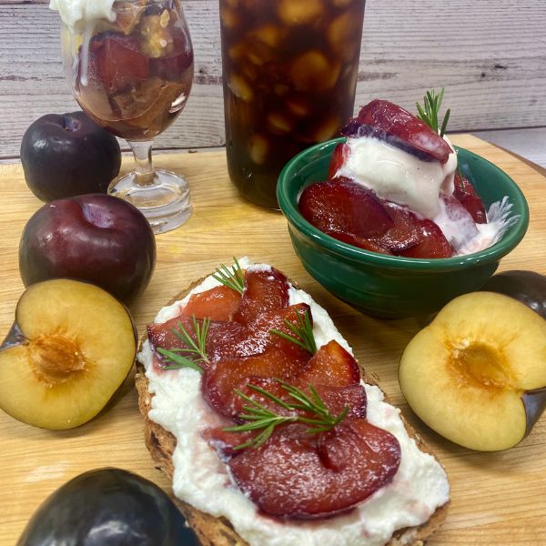 Plums in Brandied Coffee Syrup