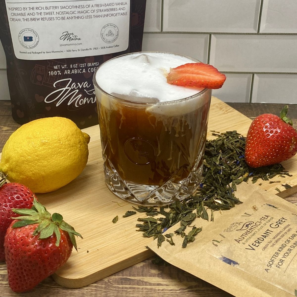 strawberry coffee and tea mocktail 
