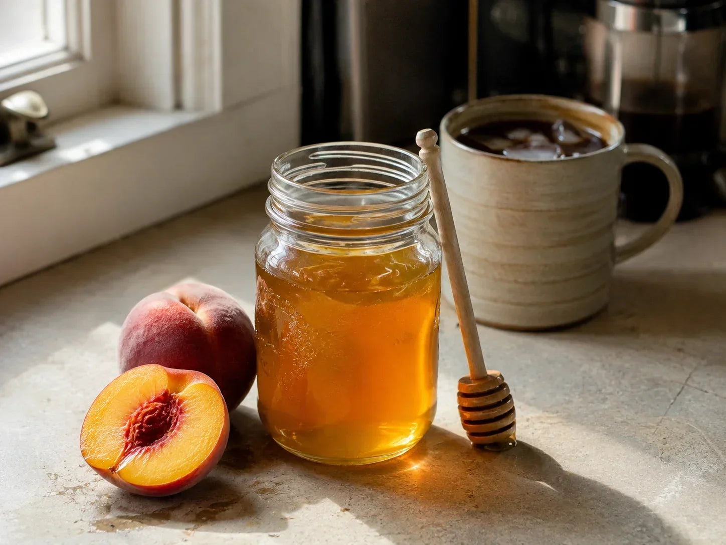Homemade Peach Honey Syrup for Coffee (Fresh, Frozen, or Tinned)
