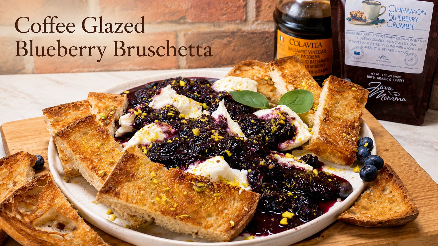 Roasted Blueberry Bruschetta with Burrata (Coffee Glazed)