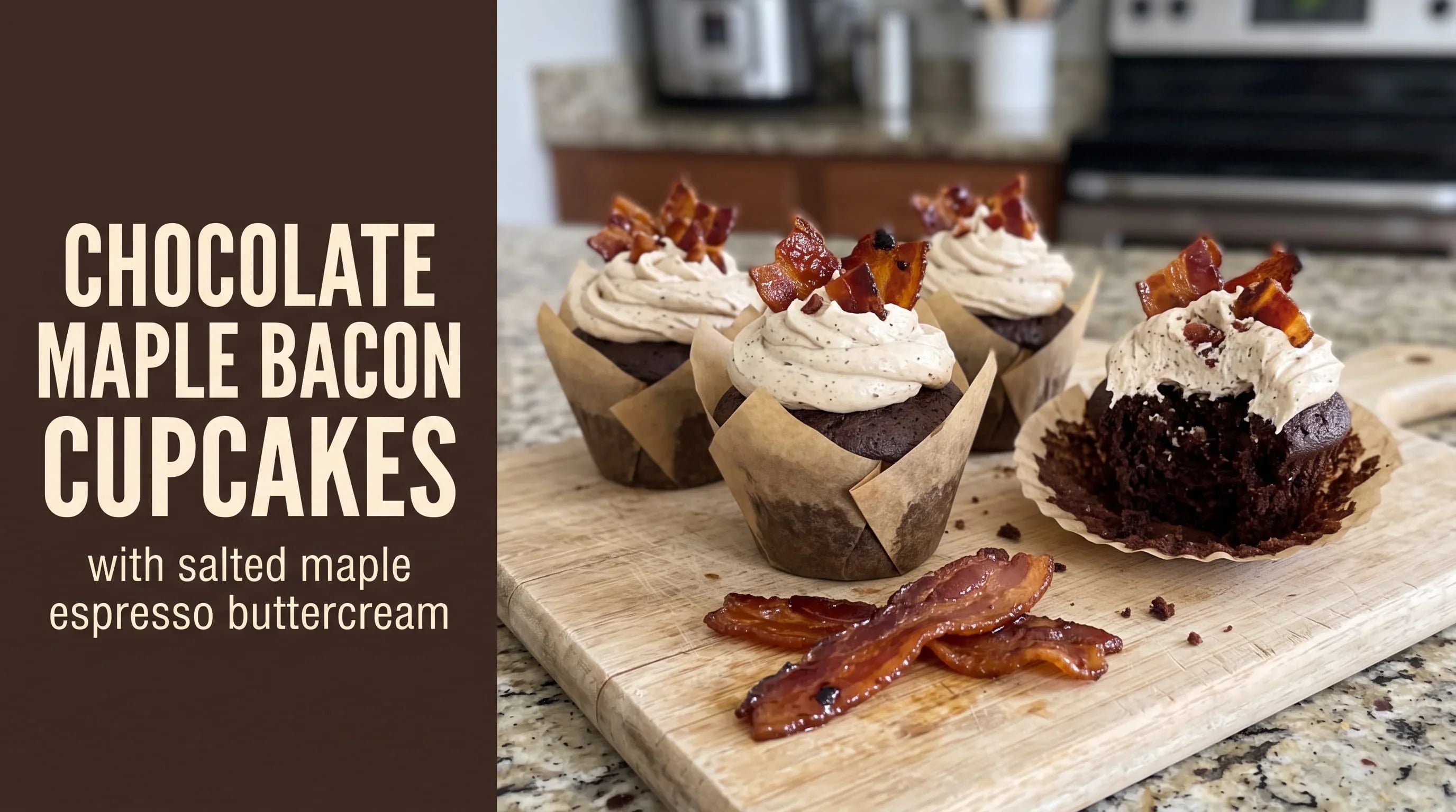 Chocolate Maple Bacon Cupcakes with Espresso Buttercream