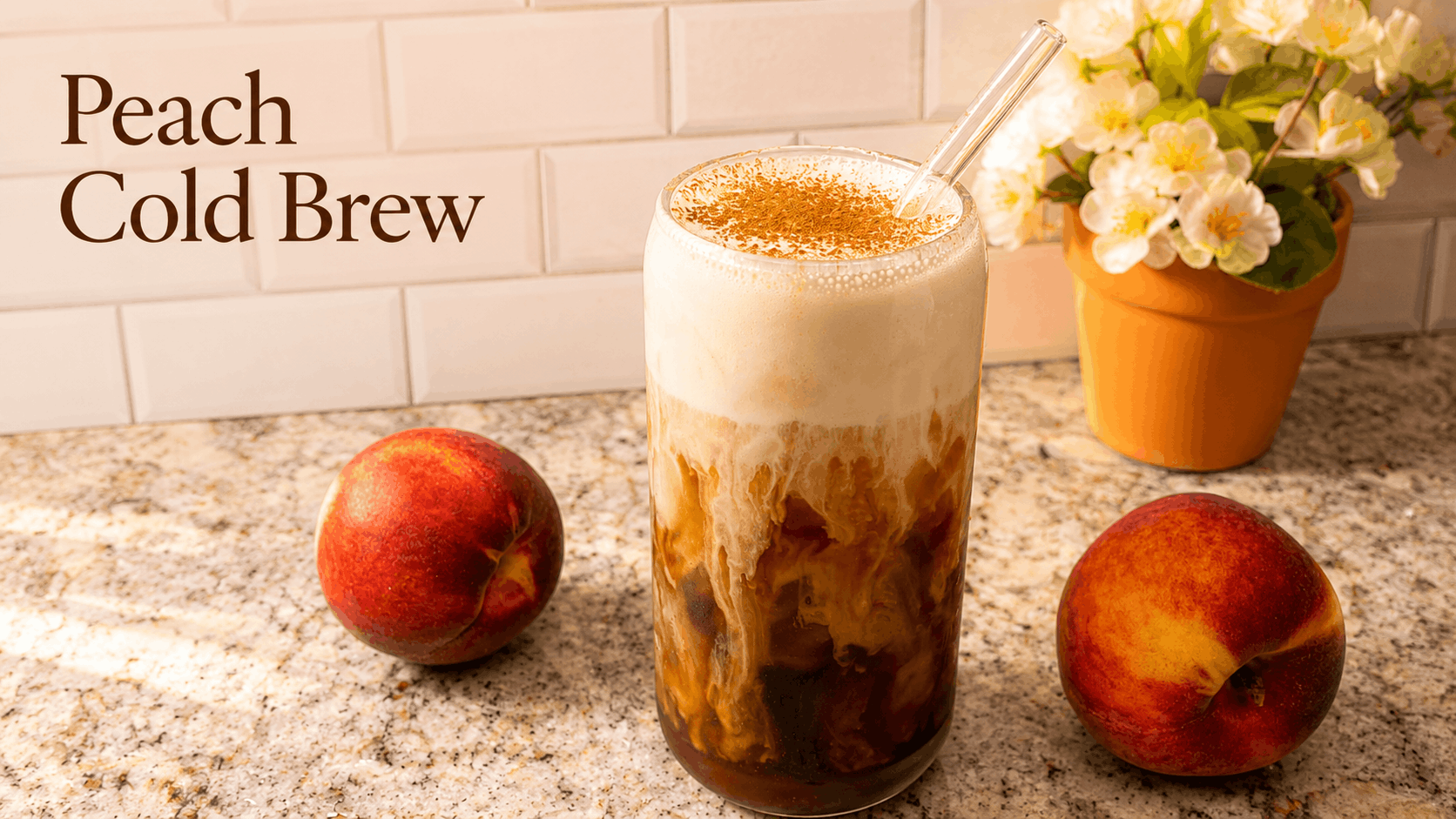 Peach Cold Brew with Brown Sugar Cold Foam (Sticky Bun Style)