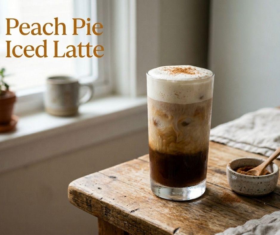 Peach Pie Iced Latte Recipe with Vanilla Cold Foam