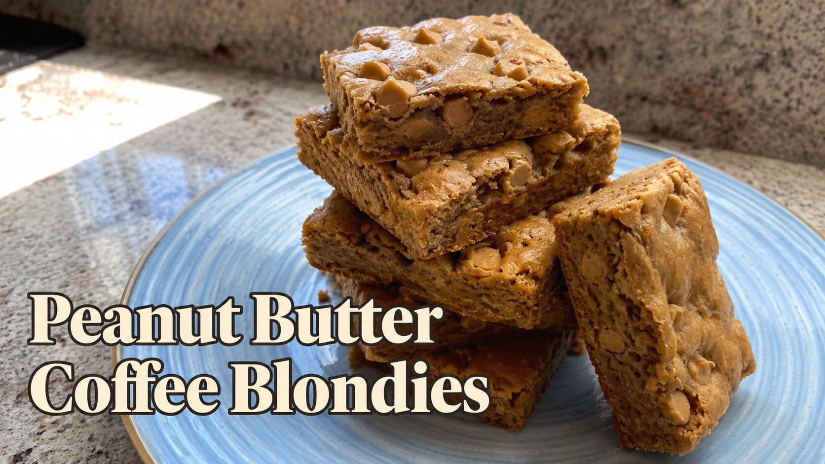 Peanut Butter Coffee Blondies — Fudgy Espresso Bars