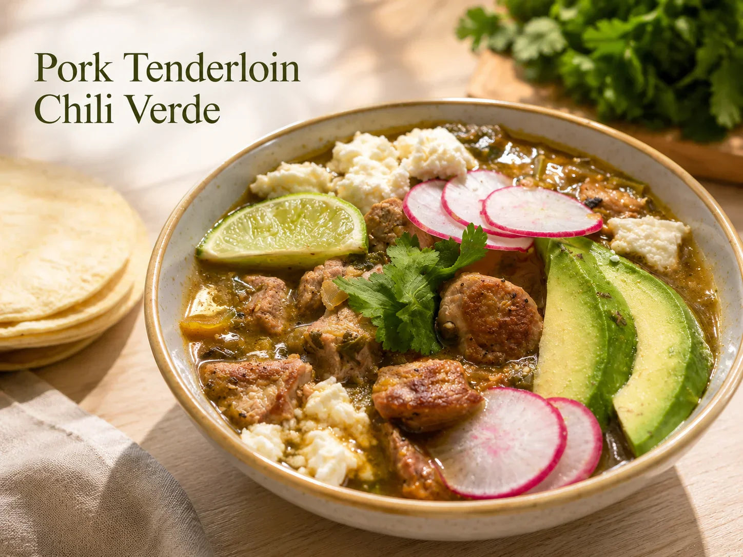 Pork Tenderloin Chili Verde with Broiled Peppers