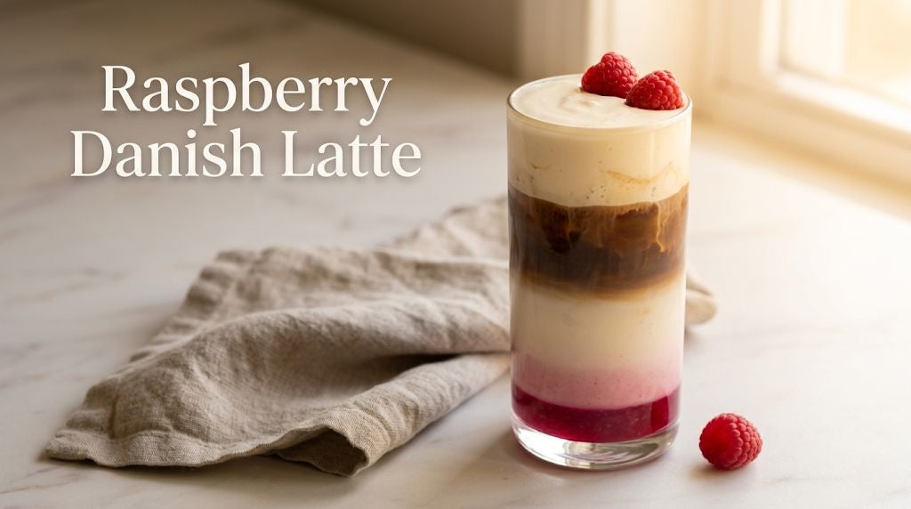 Raspberry Danish Latte with Cream Cheese Cold Foam