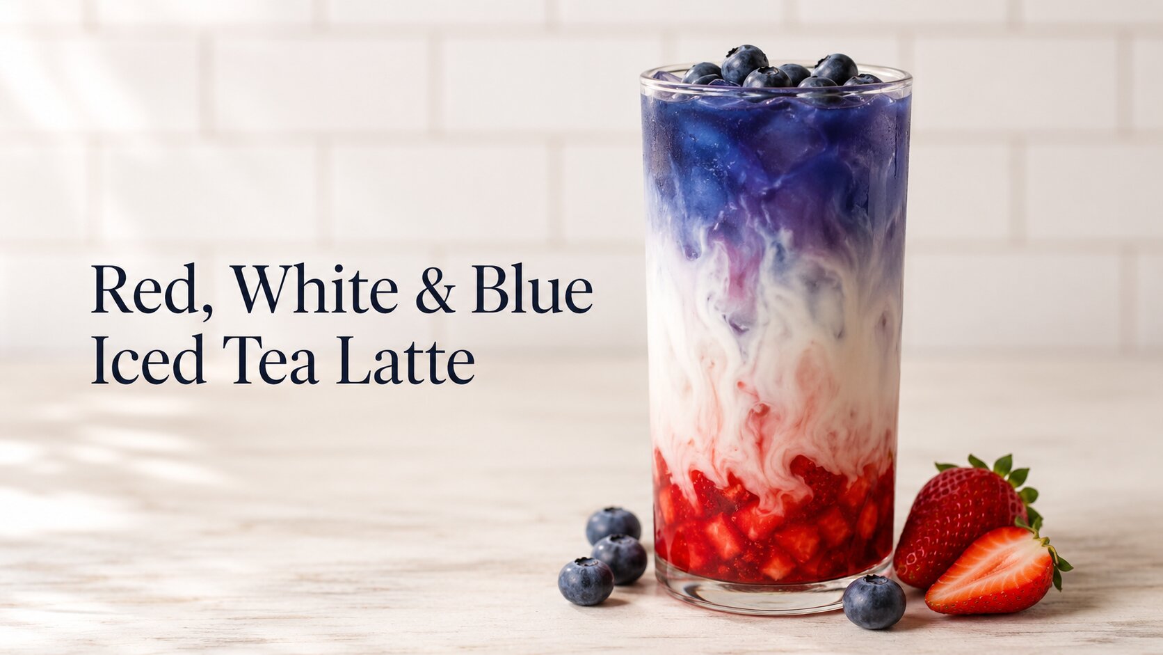Red White & Blue Iced Tea Latte (No Food Dye, Real Fruit)