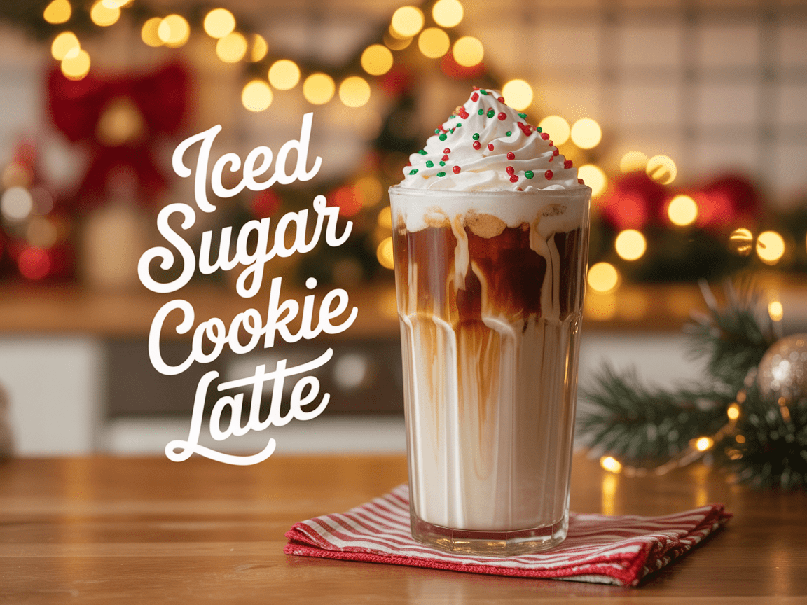 Copycat Starbucks Iced Sugar Cookie Latte (with Holiday Sugar Cookie C