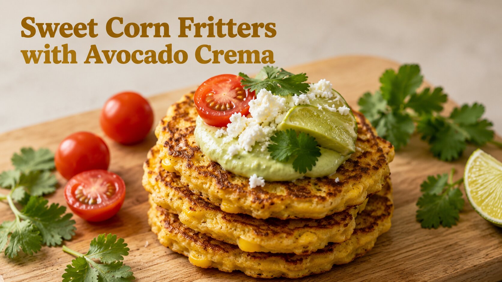 Sweet Corn Fritters with Avocado Crema