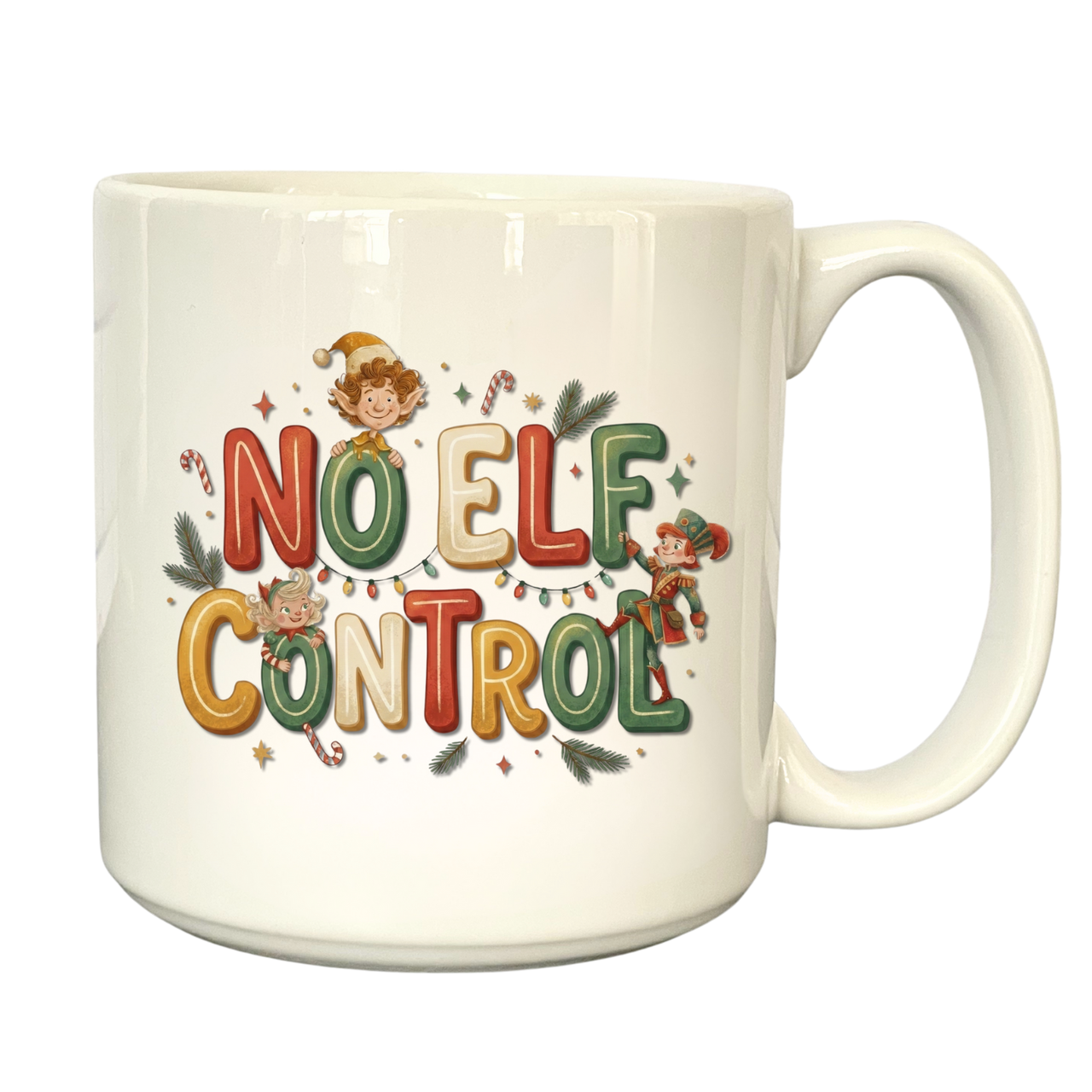 No Elf Control 20oz Mug – Oversized Holiday Mug for Maximum Caffeine & Mischief