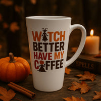 Thumbnail for The Witch Better Have My Coffee Mug – 17 oz Ceramic Latte Mug, a limited edition fall release, sits among autumn leaves and pumpkins—perfect for Sanderson Sisters fans with its witch silhouettes and playful saying.