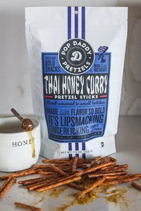 Thumbnail for Pop Daddy Thai Honey Curry Seasoned Pretzels – 3 oz Snack Pack