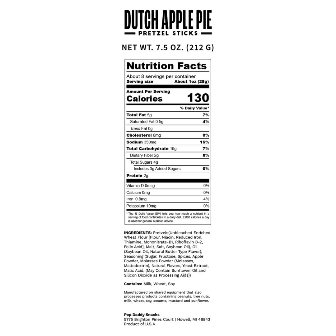 Pop Daddy Dutch Apple Pie Seasoned Pretzels – 7.5 oz Limited Edition