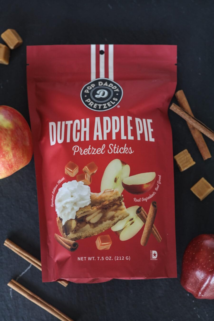 Pop Daddy Dutch Apple Pie Seasoned Pretzels – 7.5 oz Limited Edition