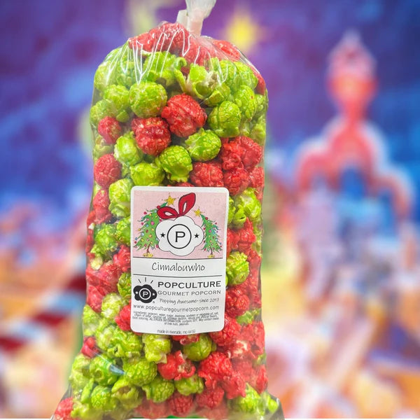 Cinnalouwho Cinnamon Popcorn – Festive Red & Green Holiday Snack