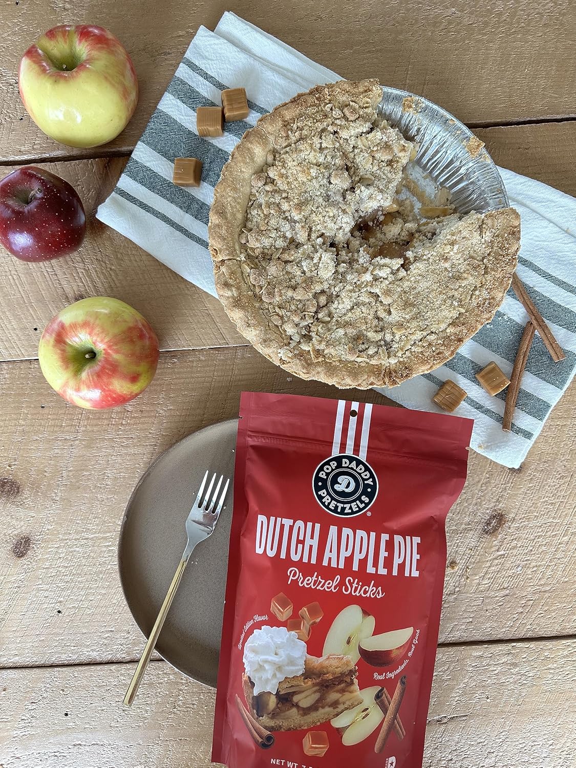 Pop Daddy Dutch Apple Pie Seasoned Pretzels – 7.5 oz Limited Edition