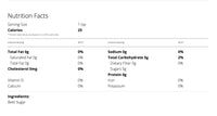 Thumbnail for Nutrition facts label for Amber Sugar Crystals: 25 calories per 1 tsp serving, 0g fat, 0mg cholesterol, 0mg sodium, 5g carbs (2% DV), 5g sugars, and 0g protein. Commonly used as a tea sweetener.