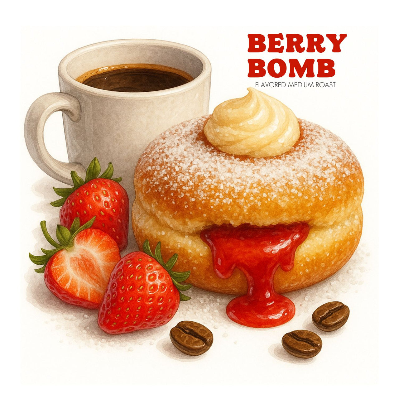 Berry Bomb Flavored Coffee – Strawberry Jam, Vanilla Crème & Powdered Sugar Donut Vibes