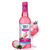 Thumbnail for A pink beverage bottle of Dragon Fruit Acai Skinny Syrup – Fruity, Flirty & Island-Ready 🐉🍇🌺 sits elegantly next to a glass of fruit.