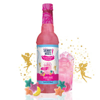 Thumbnail for A pink bottle of Fairy Dust Skinny Syrup – Sweet, Sour & Totally Spellbinding 🧚‍♀️🍬✨ sits among colorful gummies, a pink iced drink, and fairy illustrations. The label highlights 0 calories, 0 sugar—perfect for keto-friendly treats.