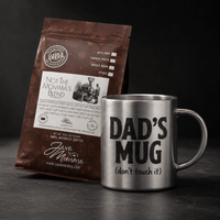 Thumbnail for Coffee package and 'Dad's Mug' on a dark background