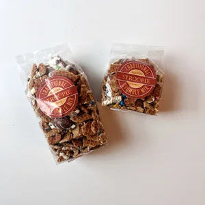 Two packages of stroopie crumble mix
 on a white background