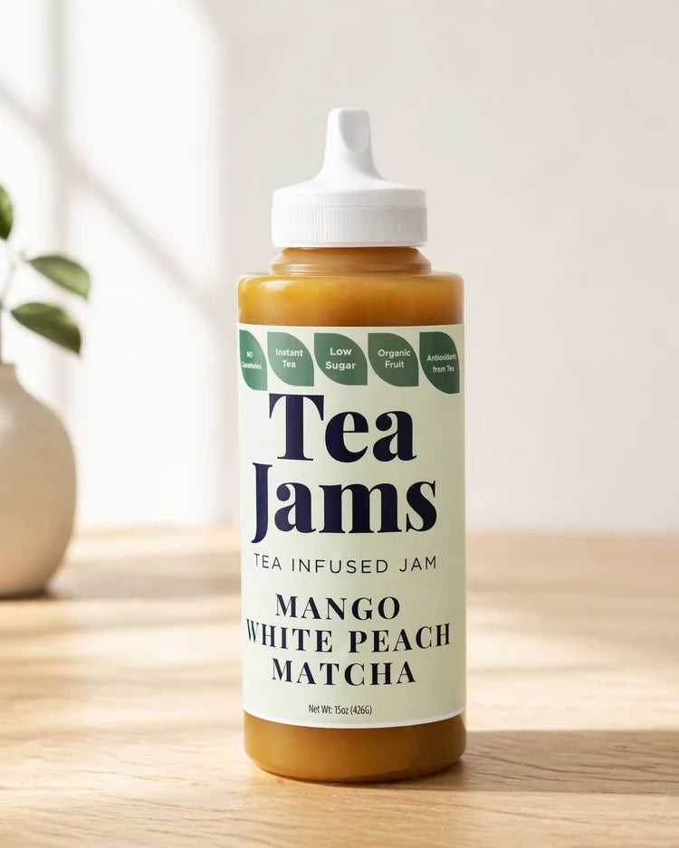 Tea Jams Mango White Peach Matcha - 15 ounce squeeze bottle