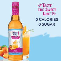 Thumbnail for A bottle of Peach Skinny Syrup – Juicy, Sunny, Guilt-Free Goodness 🍑🌞✨ with a peach drink and peaches, plus text reading Taste the Sweet Life, 0 Calories, 0 Sugar on a blue background.