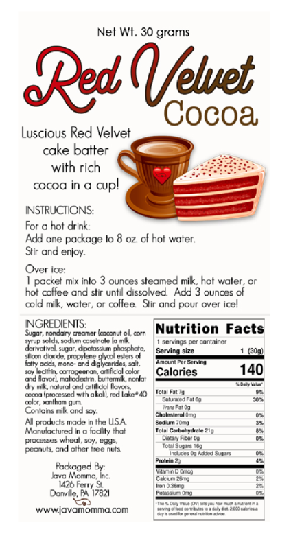 Red Velvet Cocoa Single-Serve Packets – Decadent, Creamy Cocoa