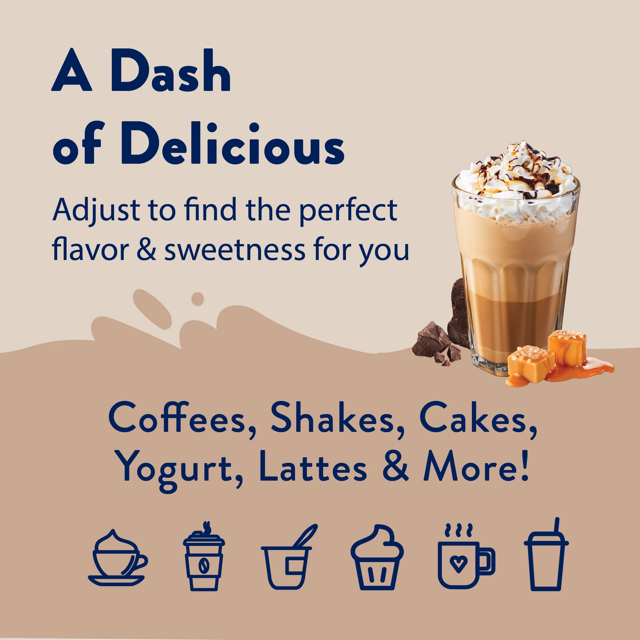 Enjoy Iced Caramel Coffee topped with whipped cream, paired with the Salted Caramel Mocha Skinny Syrup—sweet, salty, and totally sippable. Perfect for coffees, shakes, cakes, yogurt & more! ☕🍫✨.