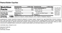 Thumbnail for Nutrition facts label for a 9oz 🍫 Bnutty Peanut Butter Cup – Chocolatey, Creamy, and Candy-Bar Good. Shows calories, fat, cholesterol, sodium, carbs, protein, ingredients list & milk/peanut/soy allergen info in black text on white background.