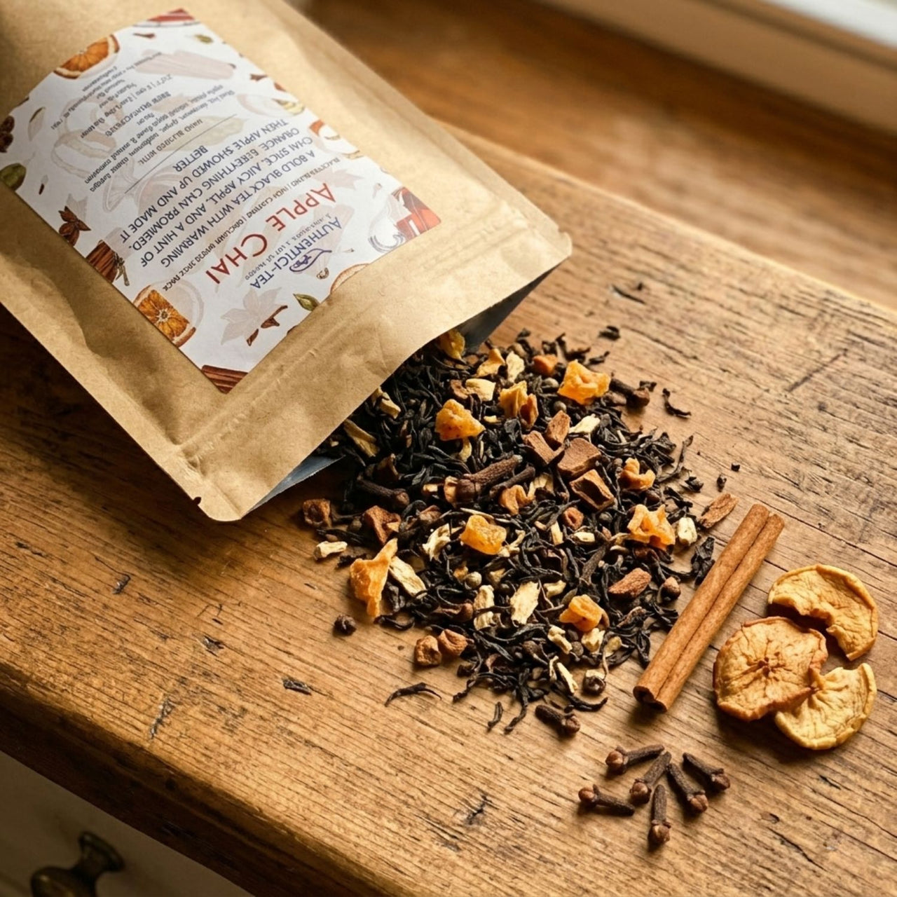 Apple Chai | Year-round obsession loose leaf tea with spices and dried apple pieces.