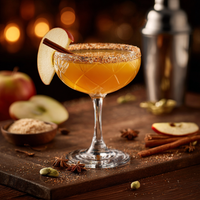 Thumbnail for A spiced apple cocktail in a coupe glass, garnished with an apple slice and cinnamon stick, sparkles with Apple Pie Finishing Sugar 🍎 – Cozy Spice Meets Sweet Nostalgia, on a wooden surface surrounded by apples, spices, and a shaker for autumn vibes.