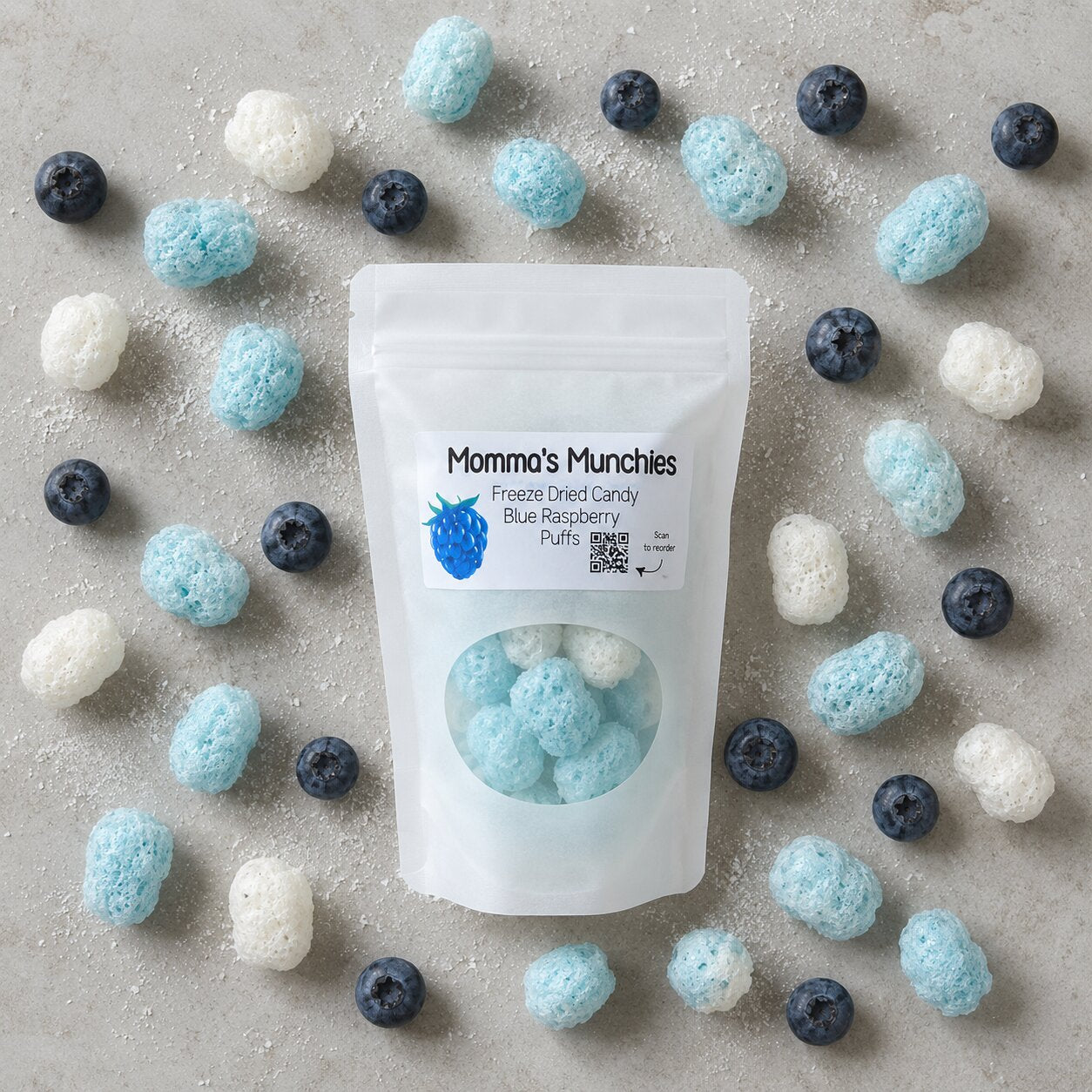Blue Raspberry Puffs | Java Momma Munchies | Freeze-Dried Candy