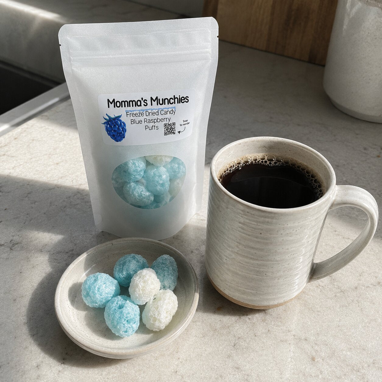 Blue Raspberry Puffs | Java Momma Munchies | Freeze-Dried Candy