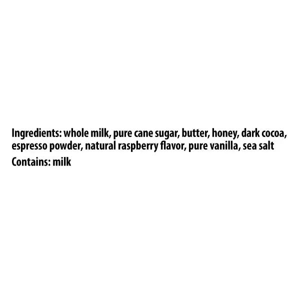 Ingredients for our award-winning Chocolate Raspberry Honey Cream Spread 🍫: whole milk, pure cane sugar, butter, honey spread, dark cocoa, espresso powder, raspberry flavor, vanilla & sea salt. Contains: milk.