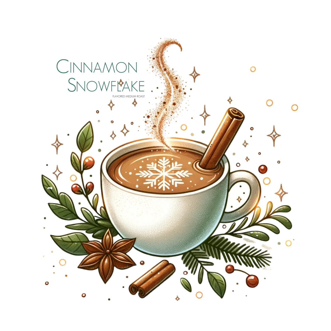 Cinnamon Snowflake Flavored Coffee - Medium Roast Brazilian Single Origin - Java Momma