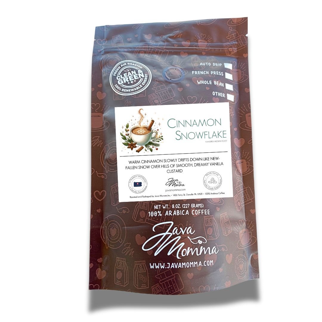 Cinnamon Snowflake Flavored Coffee - Medium Roast Brazilian Single Origin - Java Momma