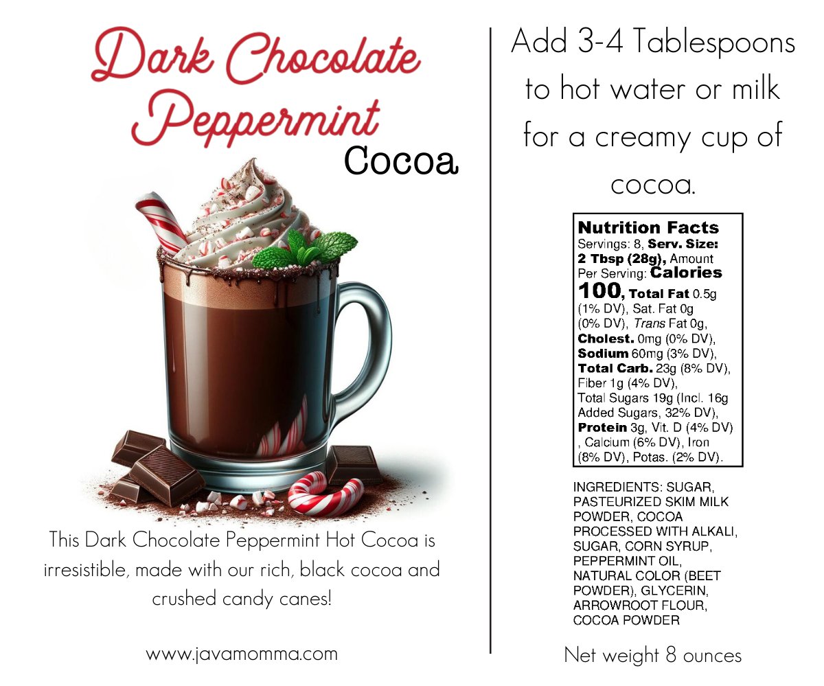 Dark Chocolate Peppermint Hot Cocoa - Java Momma