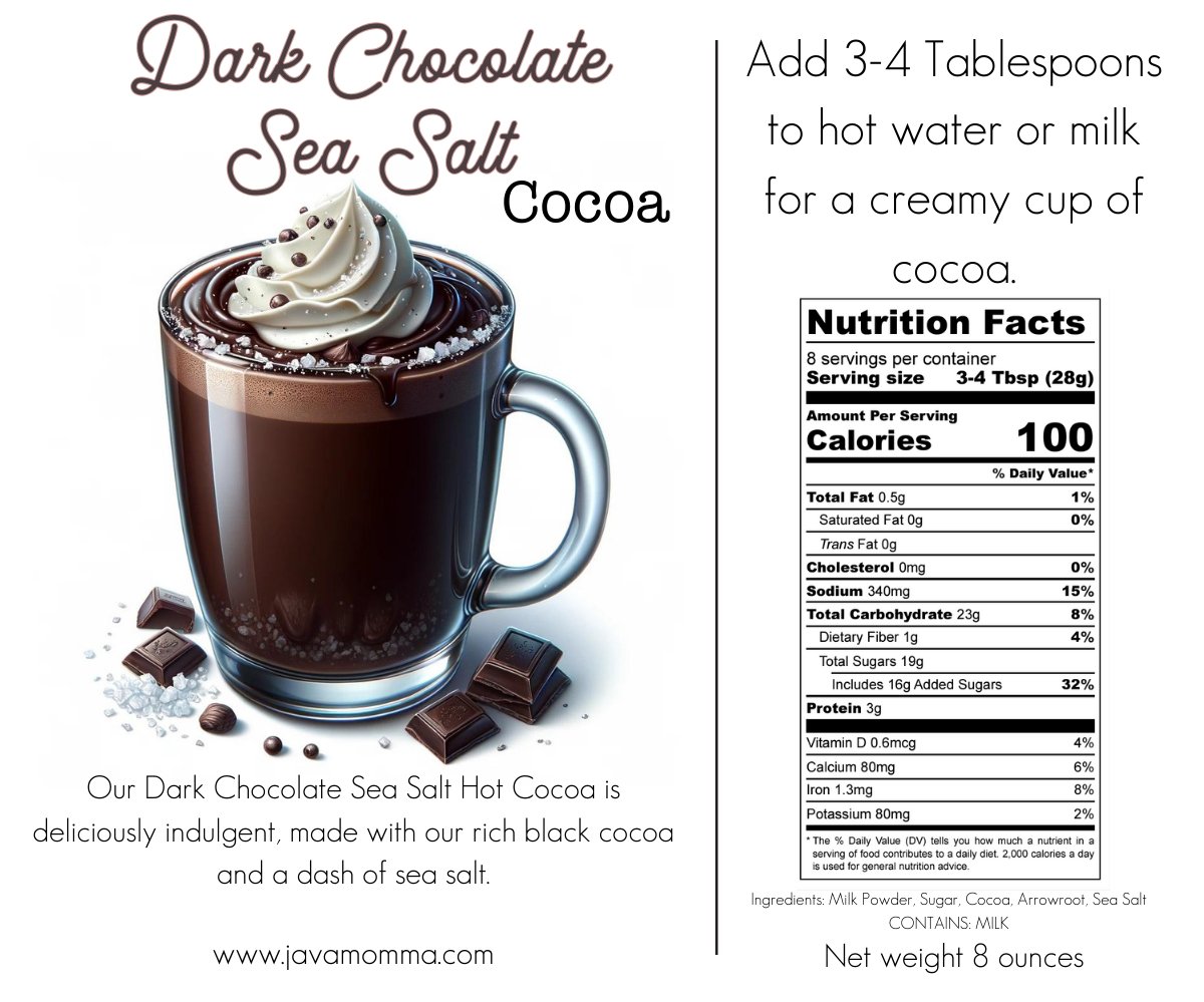 Dark Chocolate Sea Salt Hot Cocoa - Java Momma