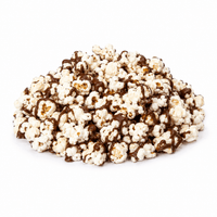 Thumbnail for A pile of popcorn mixed with chocolate drizzle, photographed on a clean white background.