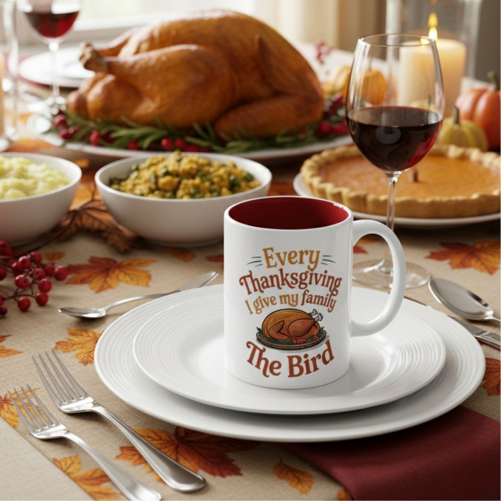 Every Thanksgiving I Give My Family the Bird Mug – November Mug of the Month
