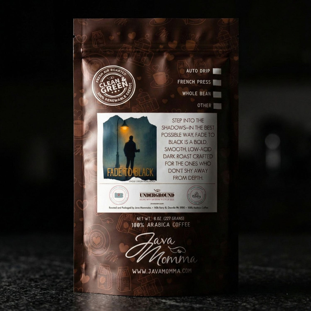 Fade to Black Dark Roast Coffee | Bold Low-Acid • Java Momma