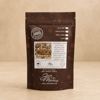 Thumbnail for Java Momma Forest Berry Pie coffee package with a pie illustration on a beige background