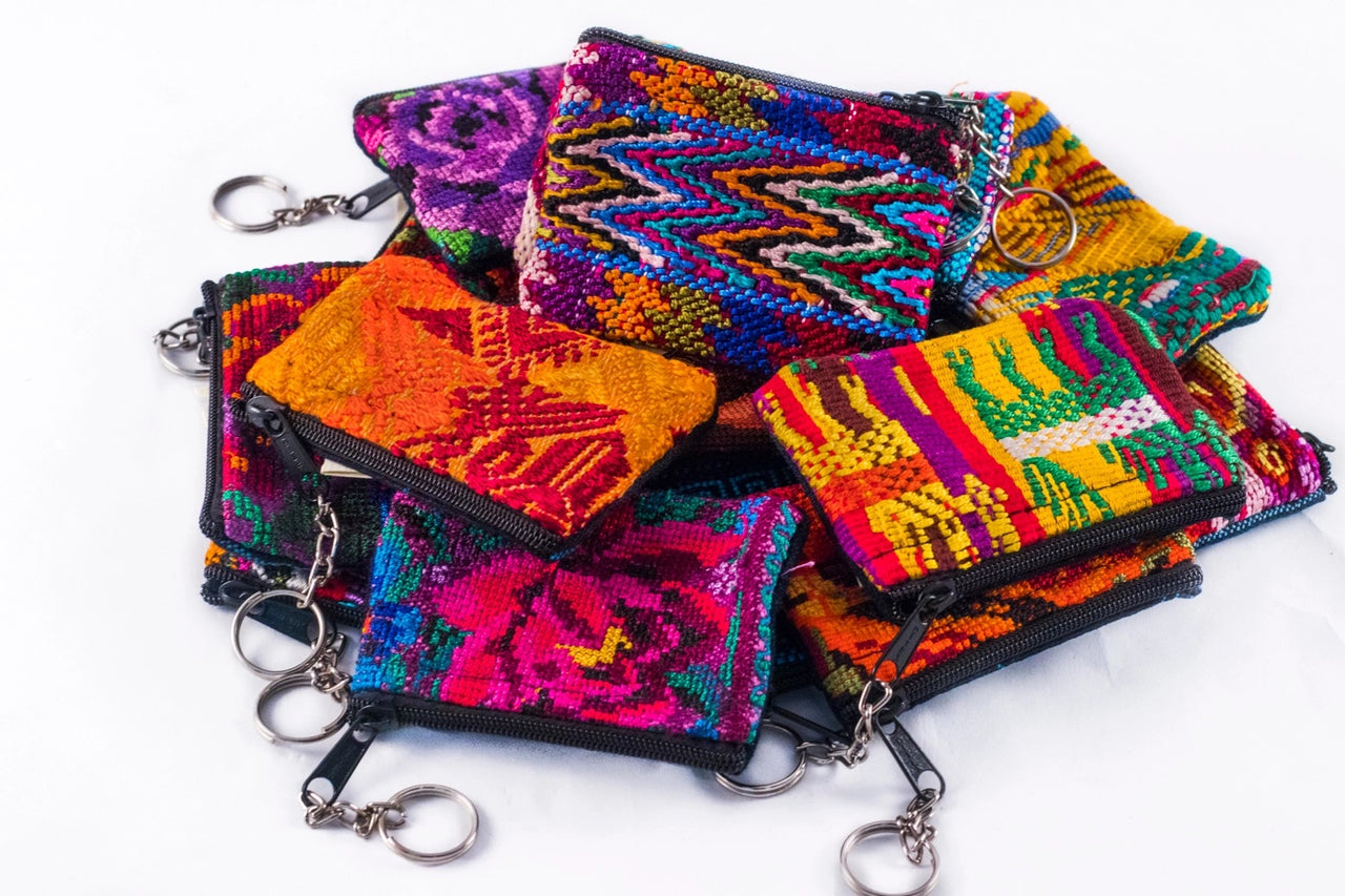 Brew & Hue Duo – Guatemala Coffee + Artisan Huipile Keychain Pouch