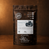 Thumbnail for Java Momma Harley's Blend coffee bag on a dark wood surface