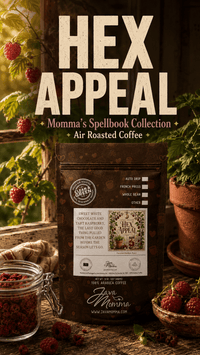 Thumbnail for Hex Appeal Flavored Coffee packaging displayed with raspberries, capturing the enchanting blend of flavors.